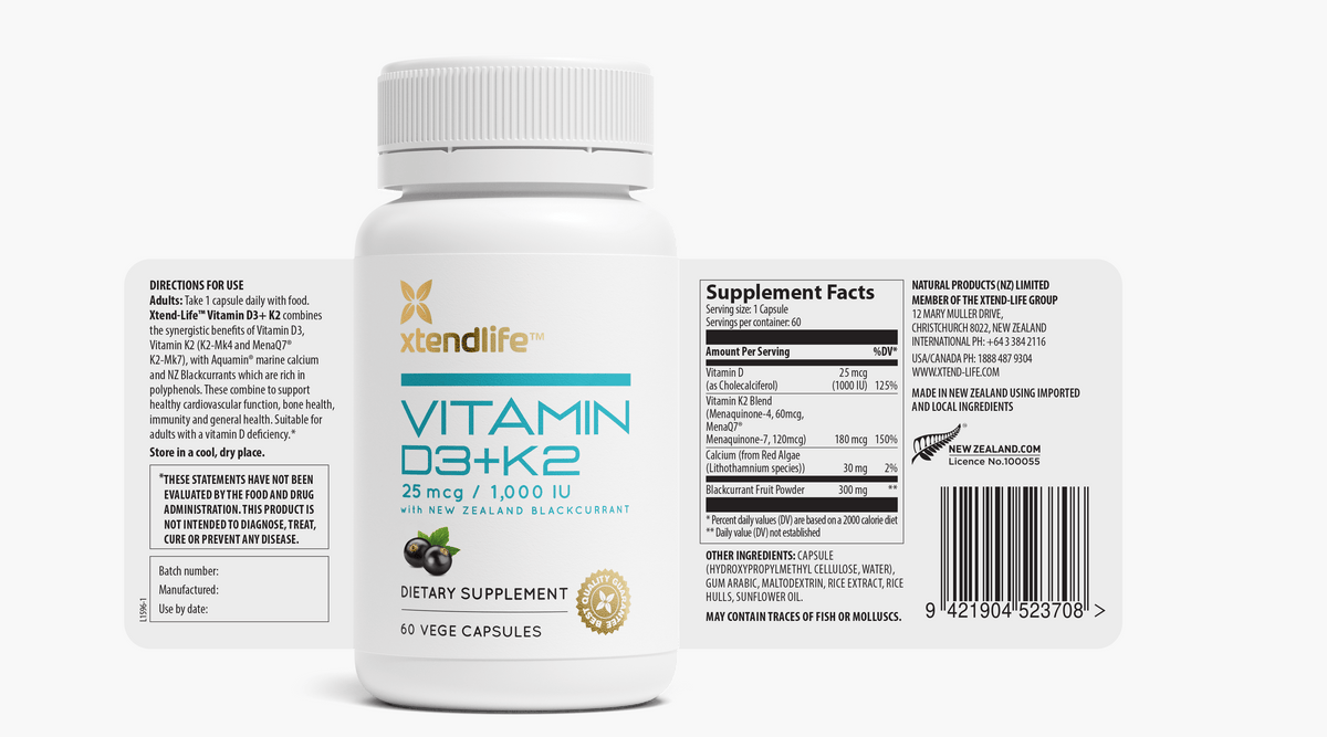 Vitamin D3 + K2 (1000 IU)